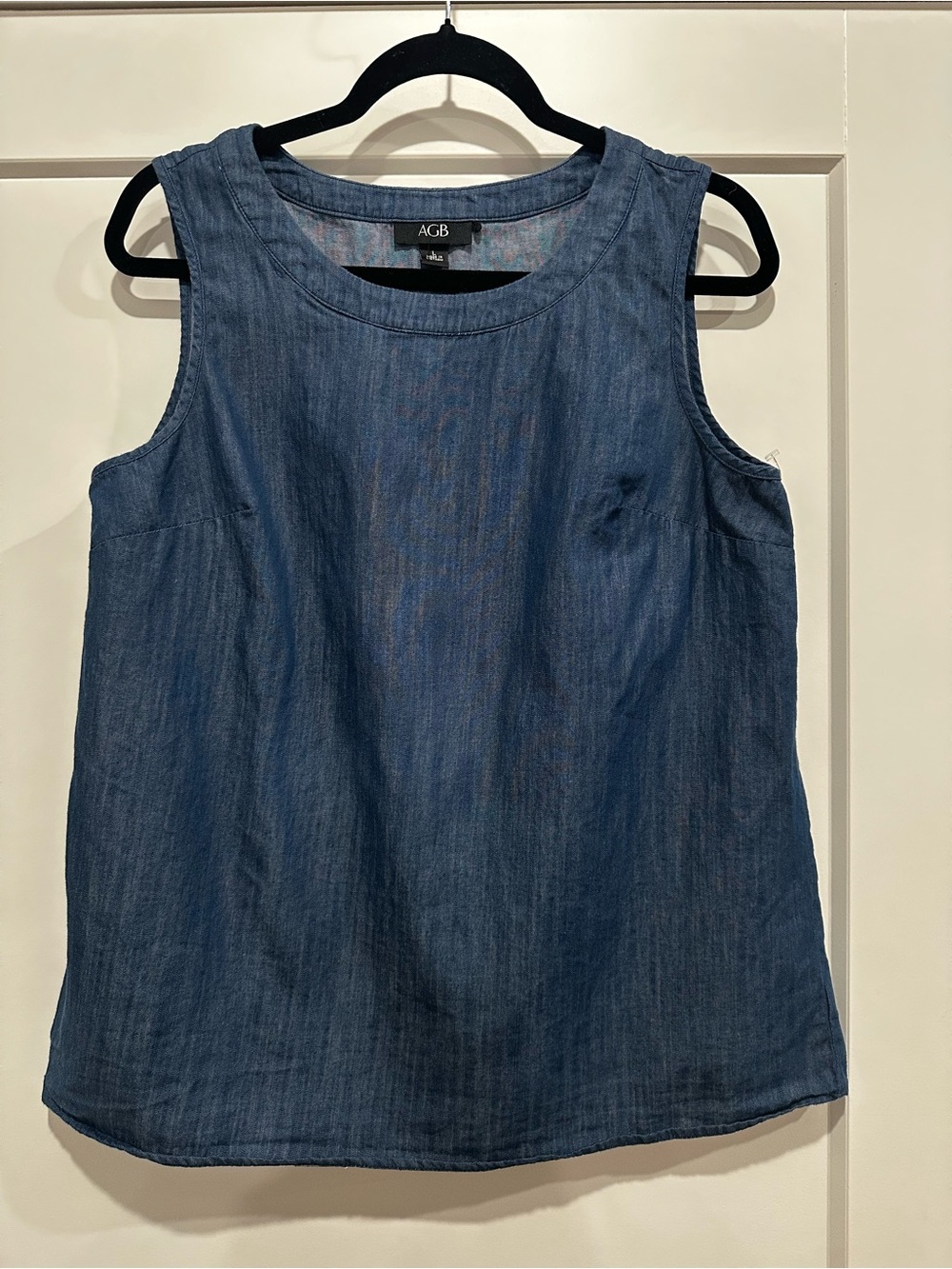 AGB Denim-Look Sleeveless Shell Top in Blue